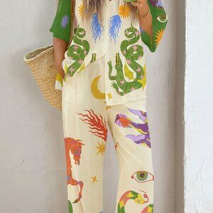 Loungewear Set Size L Colorful Animal Motifs